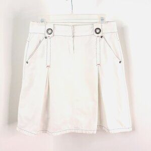 CAbi Women's 2 Nautical Regatta High-Waist Pleated Cotton Grommet Deck Skirt